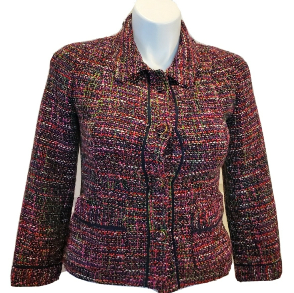 Talbots Button Front Multicolor Tweed Blazer 6 - image 1